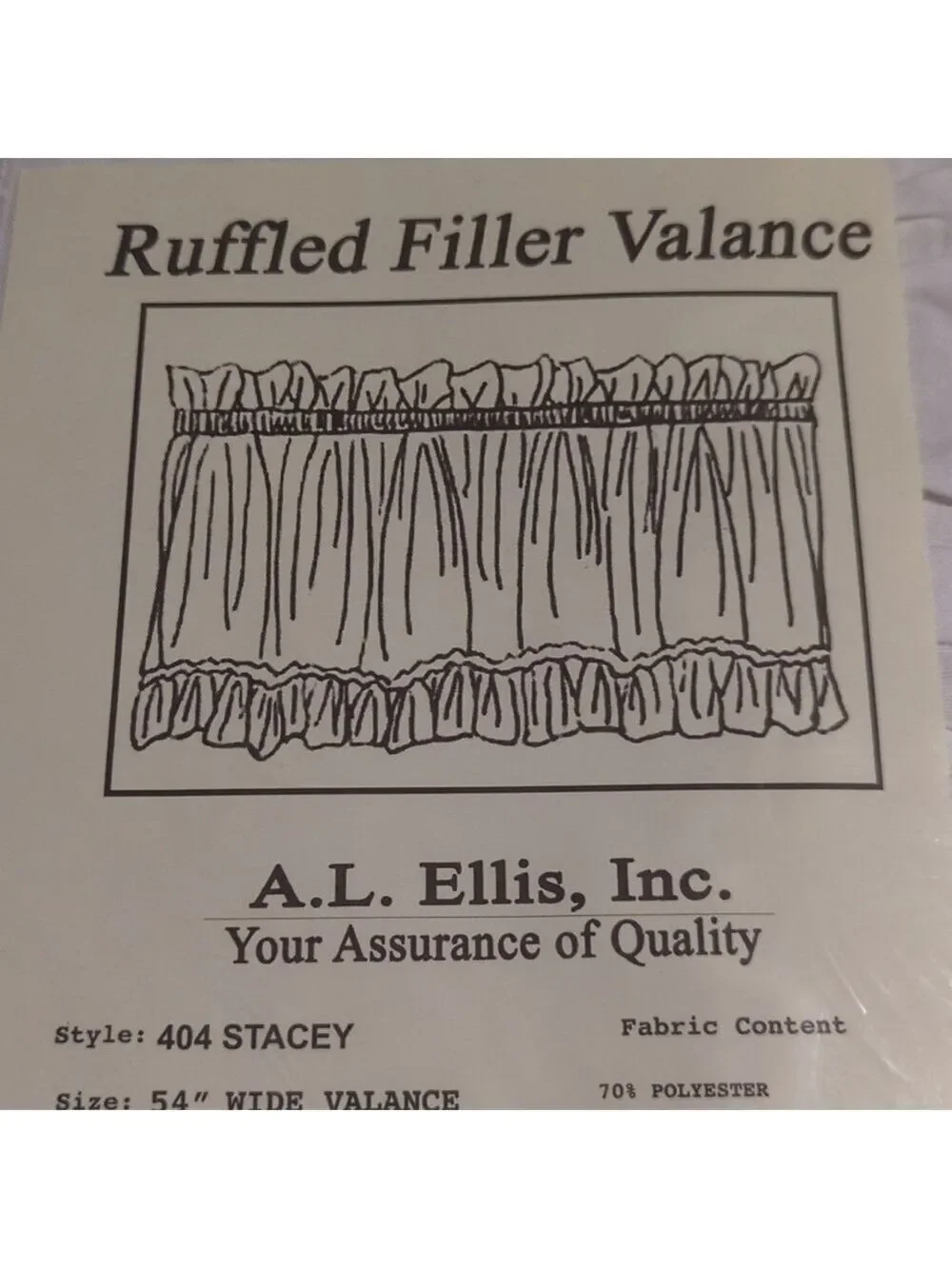 White Ruffle Valance Curtain 54 Wide Summer Kitchen Window Bathroom